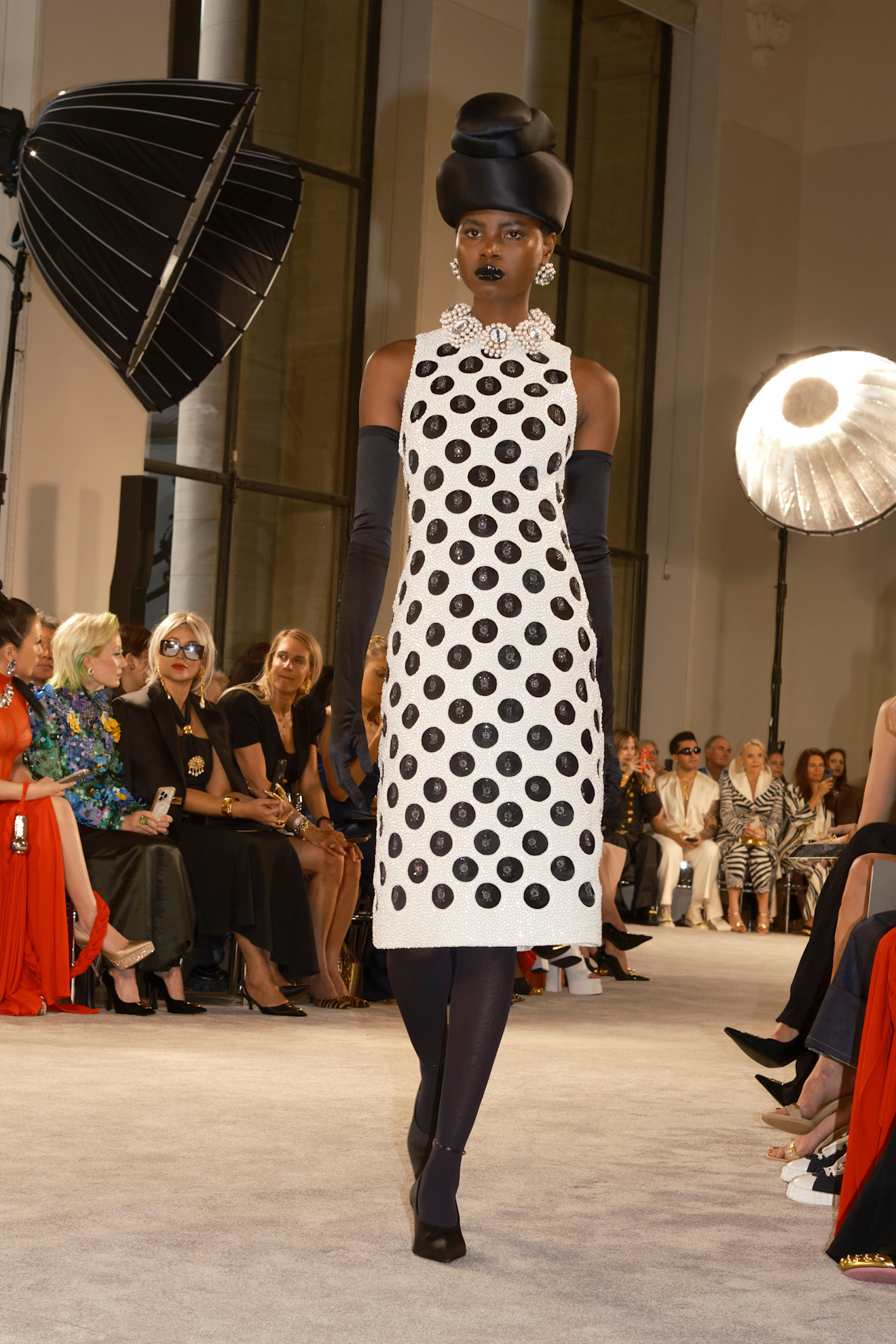 A polkadot look from Schiaparelli's Couture autumn/winter 2025 collection