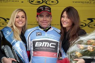 Overall race leader Cadel Evans (BMC) on the podium
