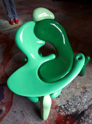A fibreglass chair in Kahn’s Brooklyn studio