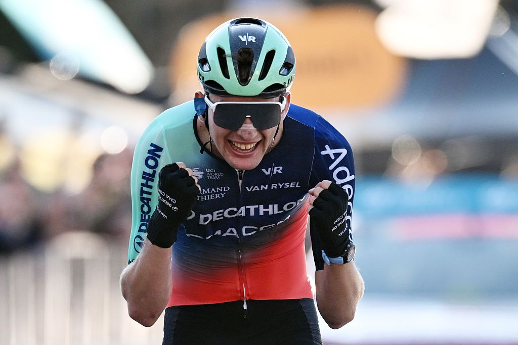 Paul Seixas celebrates the win at 2026 Il Lombardia