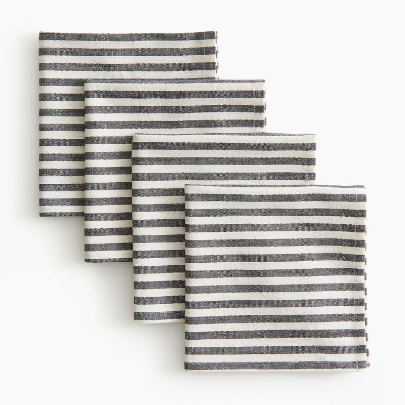 gray and white striped napkins