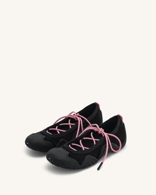 Caitlin Lace-Up Ballerina Sneakers - Black