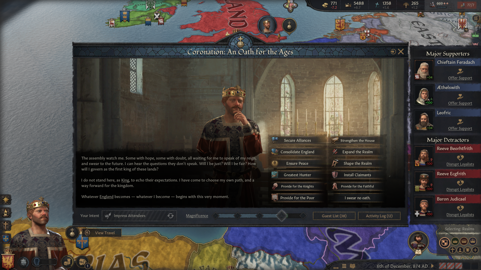 Choosing an oath for coronation.