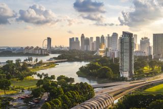 Cityscape of Singapore in the evening