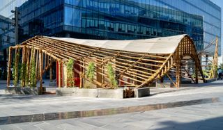A canopy made of recycled materials shown at Dubai Design Week