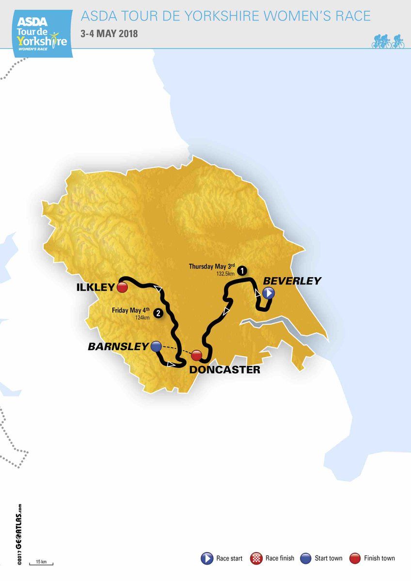 The map of the 2018 women's Asda Tour de Yorkshire