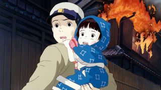 Seita carrying his sister Setsuko in a scene from &quot;Grave of the Fireflies&quot;