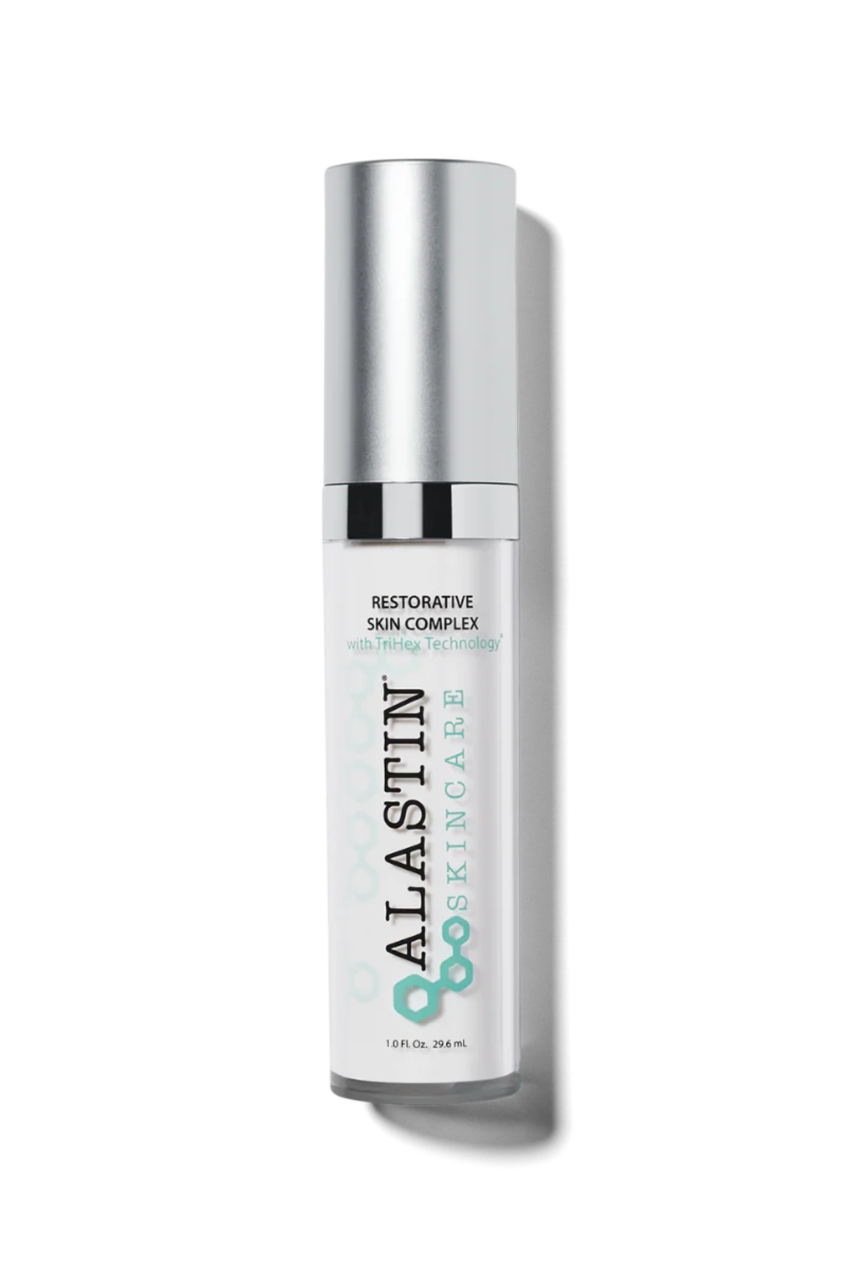 A bottle of Alastin Restorative Skin Complex set against a white background.