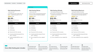 Screenshot of GoDaddy pricing plans
