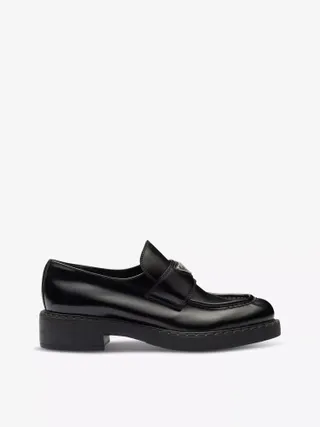 PRADALogo-plaque leather loafers