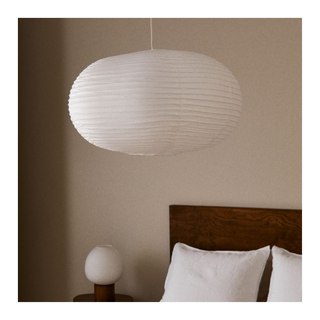 A rice paper lantern pendant light