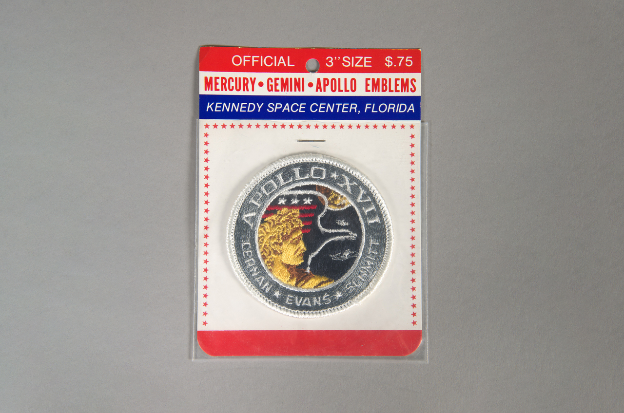 The National Air and Space Museum's souvenir Apollo 17 mission patch that is aboard NASA's Artemis I moon mission.