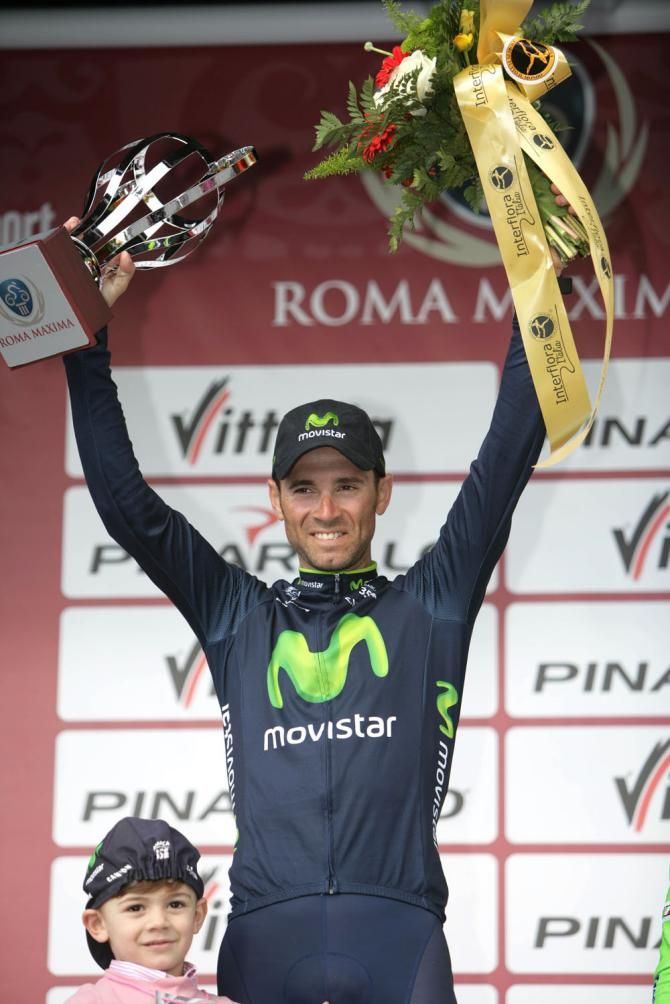 Alejandro Valverde (Movistar) on the top step of the podium in Roma Maxima