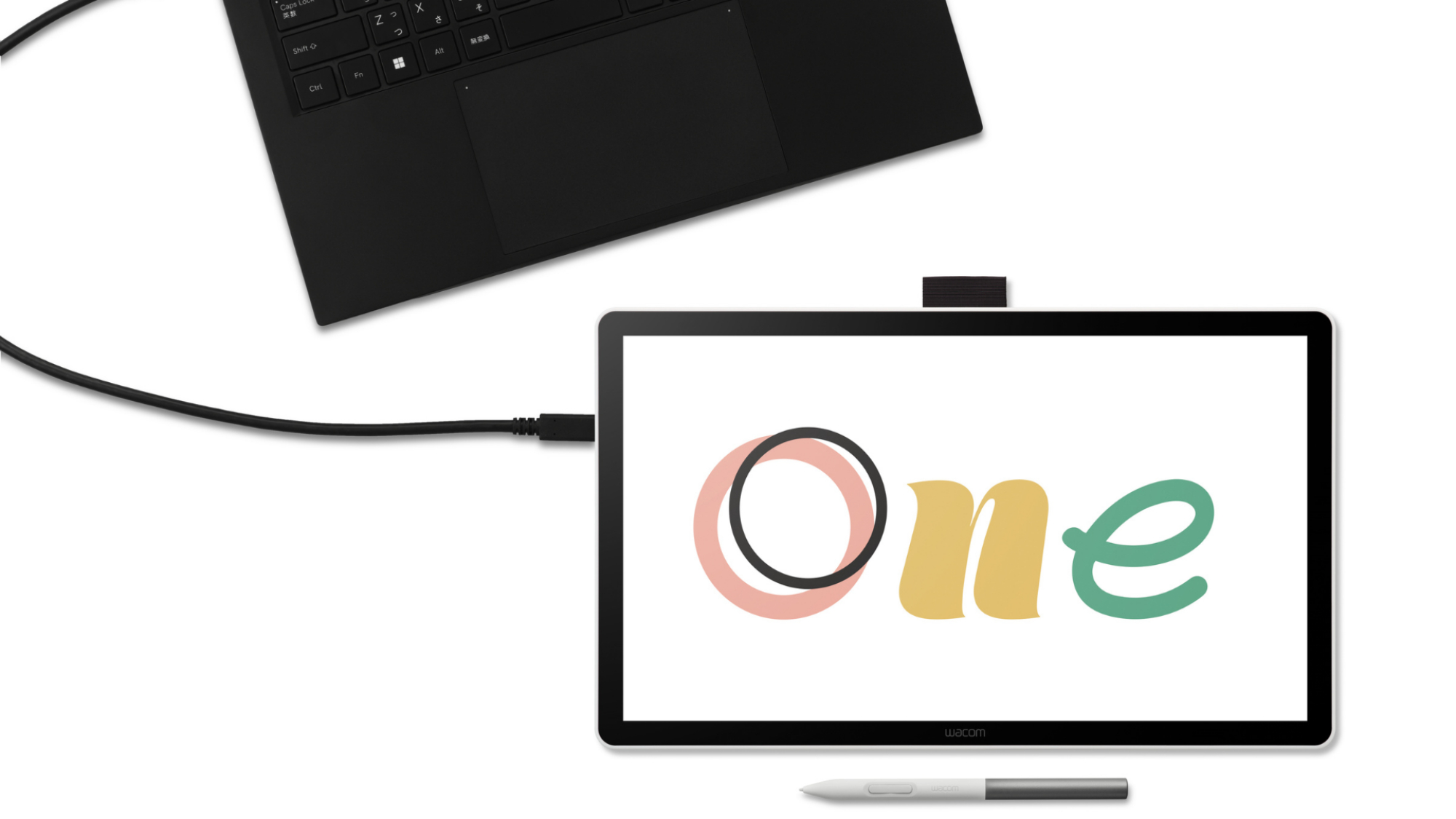 Product shot of Wacom One 14 pen display drawing tablet