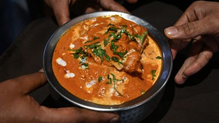 Butter chicken at the Moti Mahal restaurant in New Delhi, 29 January 2024