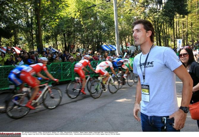 Special guest Fabian Cancellara watches the race