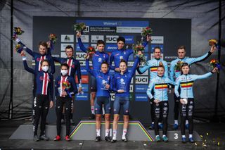 UCI Cyclocross world championships Fayetteville 2022 USA WC Mixed Relay 28012022 Samuele Leone Silvia Persico Lucia Bramati Davide Toneatti ITA photo Alex WhiteheadSW PixCVSprintCyclingAgency2022