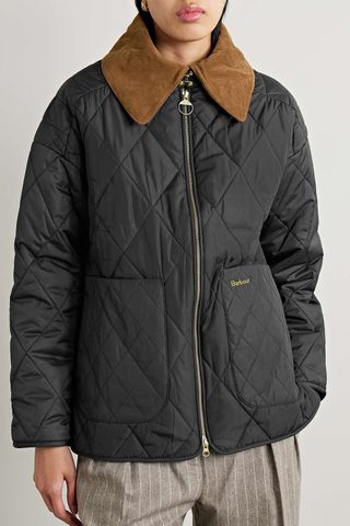 BARBOUR Woodhall cotton corduroy-trimmed quilted padded recycled shell jacket