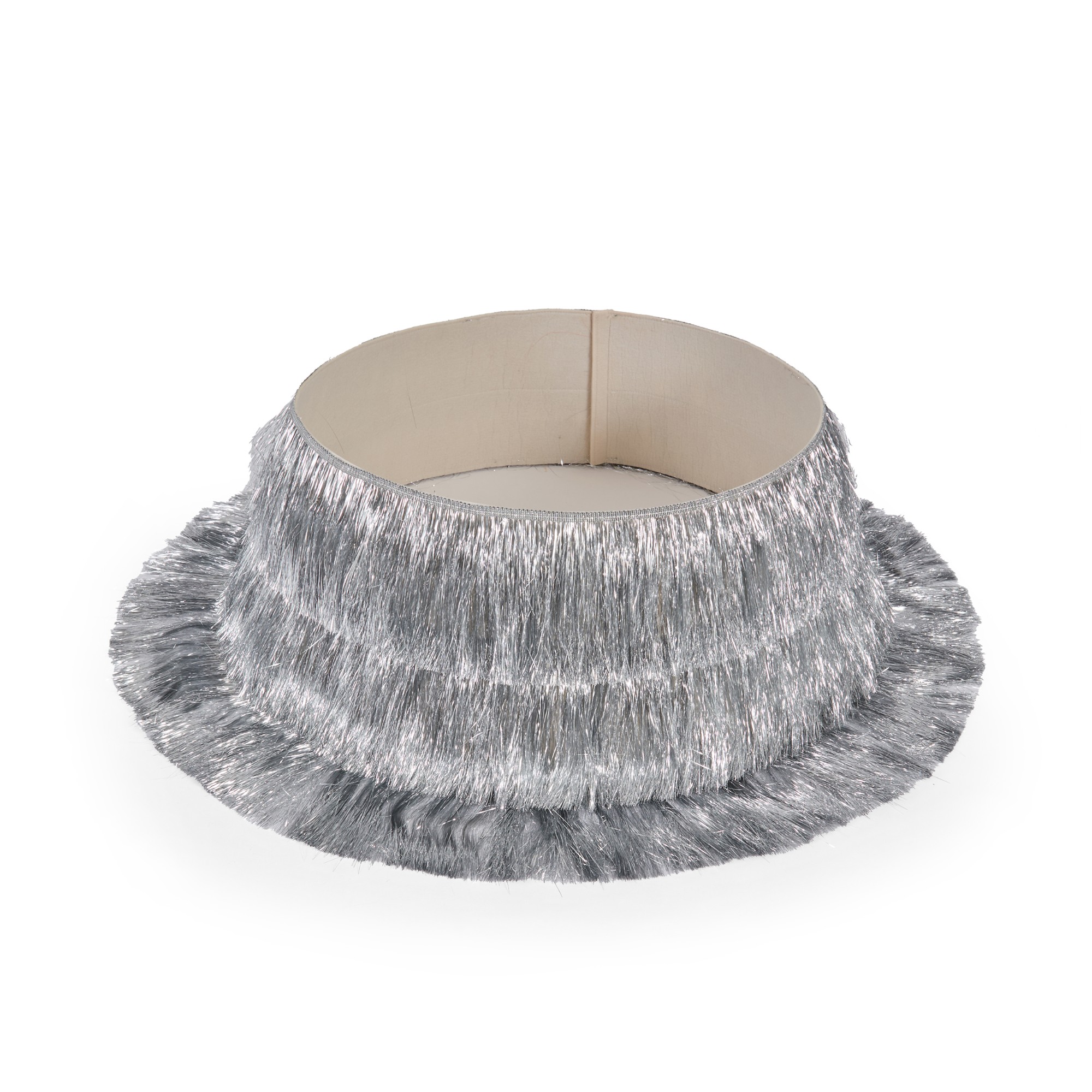 Very Tinsel Layered Christmas Tree Skirt - Silver