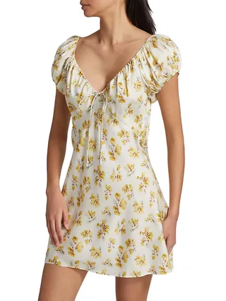 Dôen, Sera Floral Silk-Blend Minidress