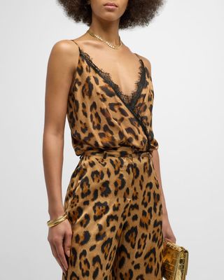 L'Agence, Jaxon Leopard Print Lace Bodysuit