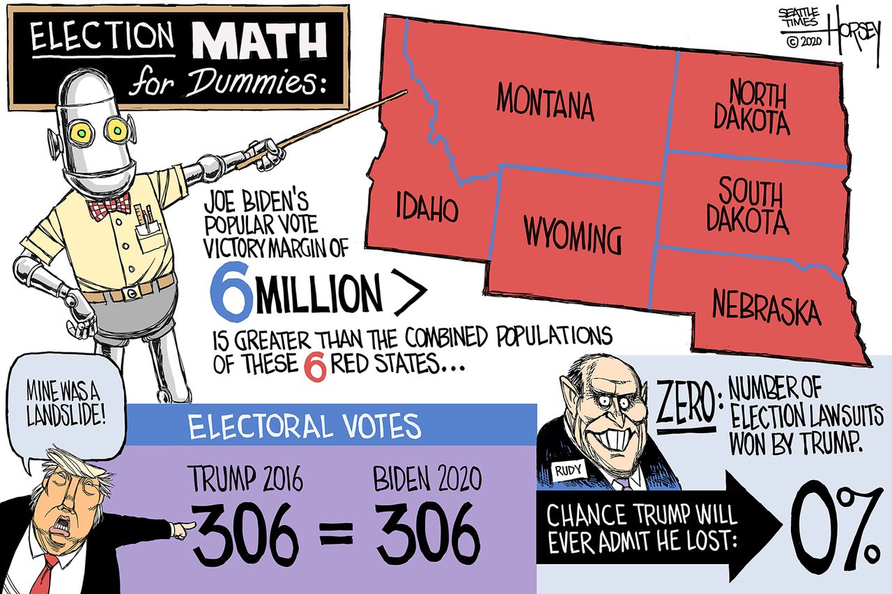 Political Cartoon U.S. Trump Biden election math