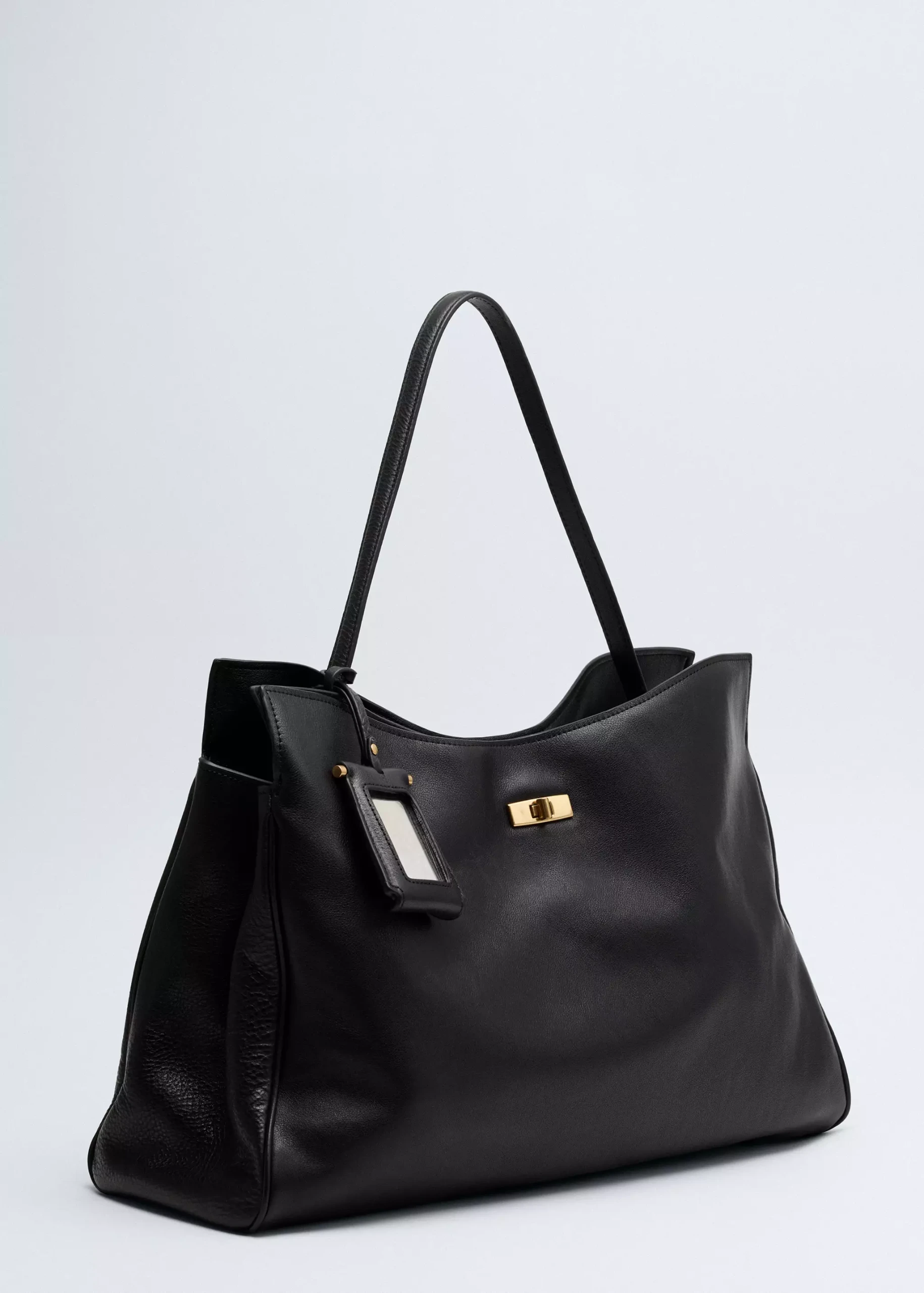 Leather Shopper Bag With Charm and Mirror - Women | Mango United Kingdom