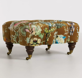 Ottoman with floral velvet material