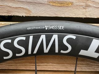 DT Swiss and Swiss Side logos showing on wheel and tyre