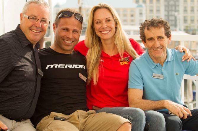 Stephen Roche, Sebastian di Pasqua, Vanessa Haywood and Alain Prost during the pre race events held at the V