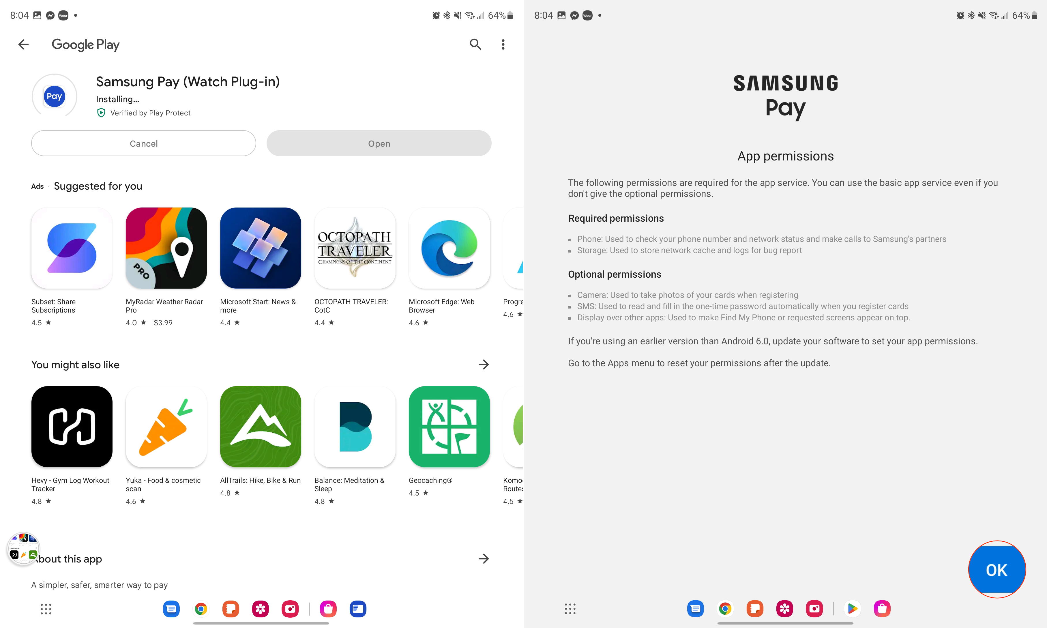 Samsung Pay Watch eklentisini Galaxy Z Fold 4'e kurun