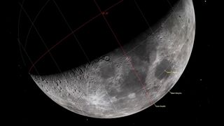 An illustration of the moon's Mare Crisium on Feb. 25.
