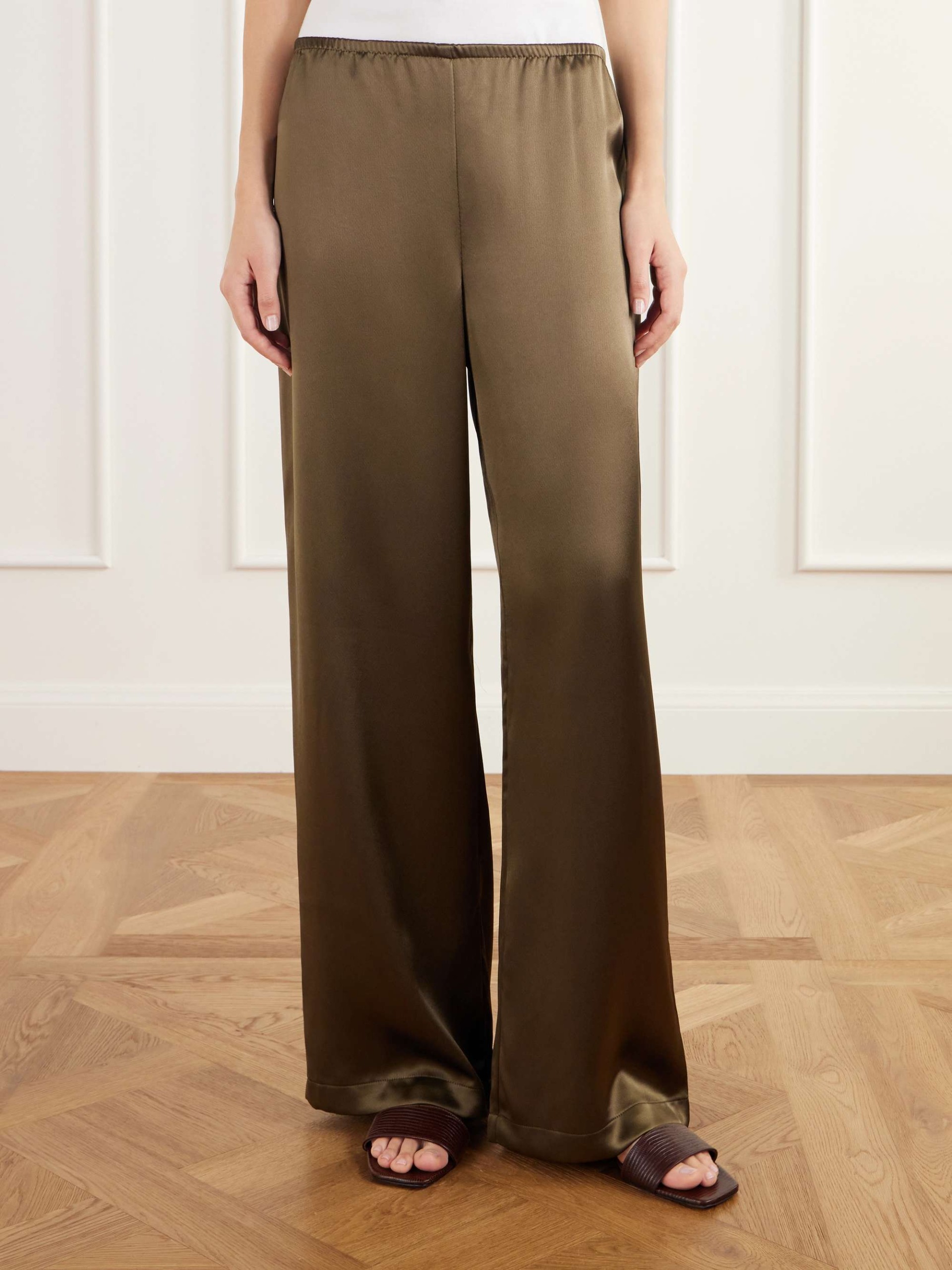 Barb Satin Wide-Leg Pants