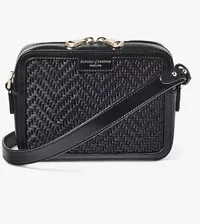 Aspinal of London Chevron Raffia and Leather Camera Bag, Natural/Tan, $422 (£325) | Aspinal
