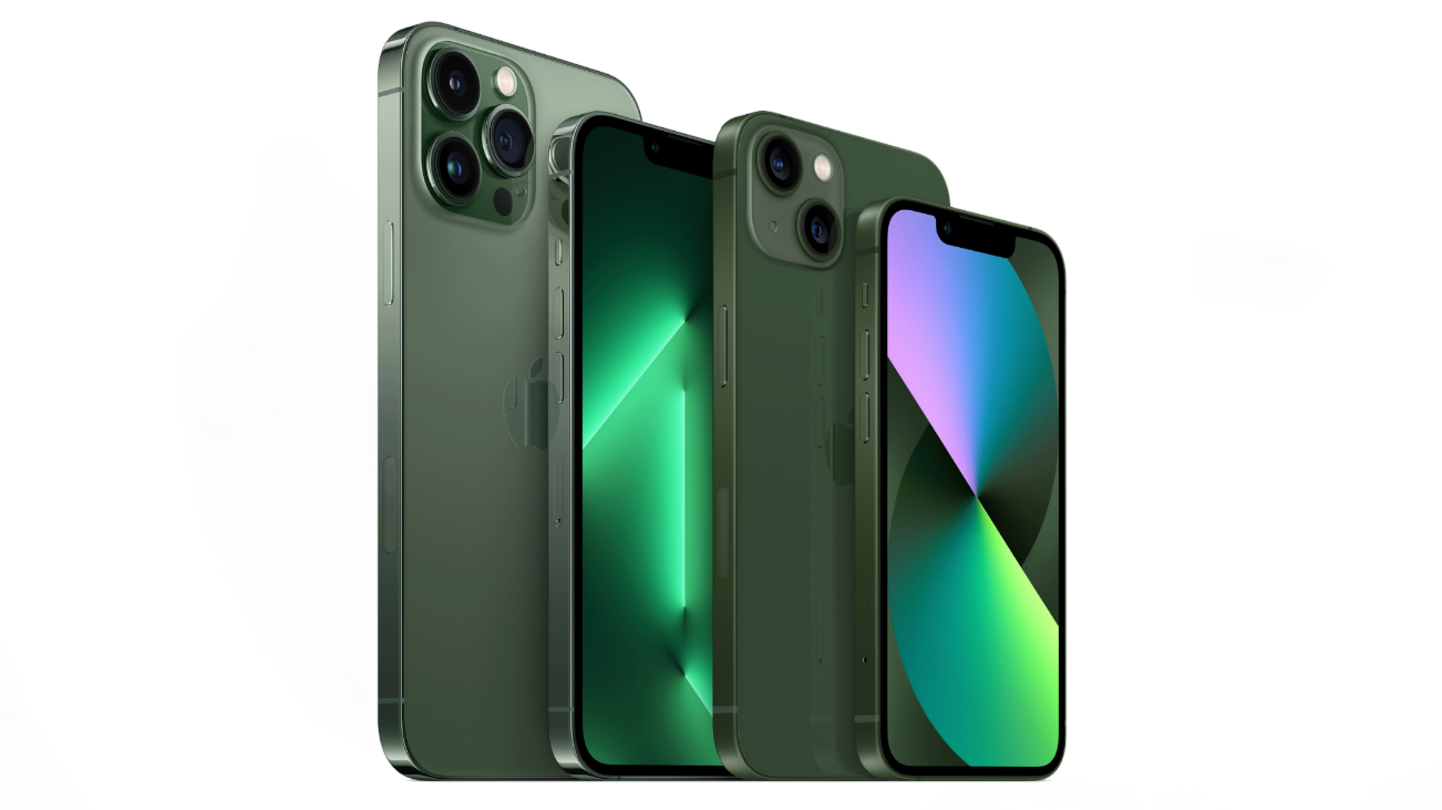 Família Apple iPhone 13 em verde