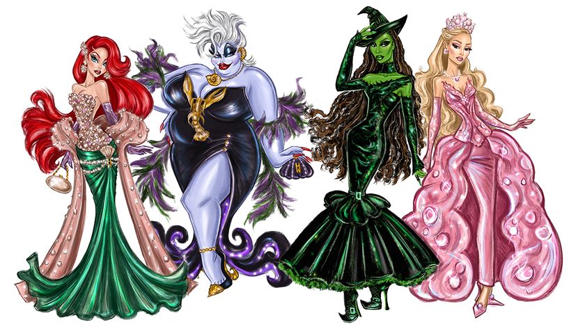 Hayden Williams interview; fashion illustrations featuring famous characters, from Wicked and Disney