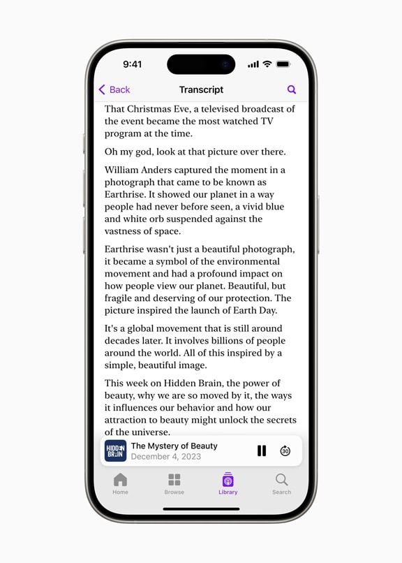 apple podcasts transcript