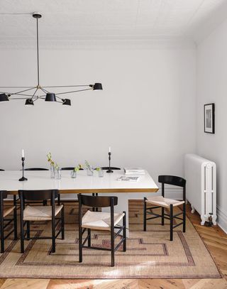A white toned dining room