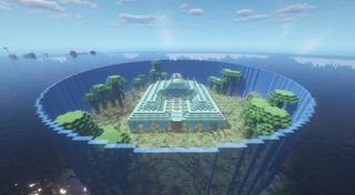Minecraft ocean base - an ocean monument turned into a walled base