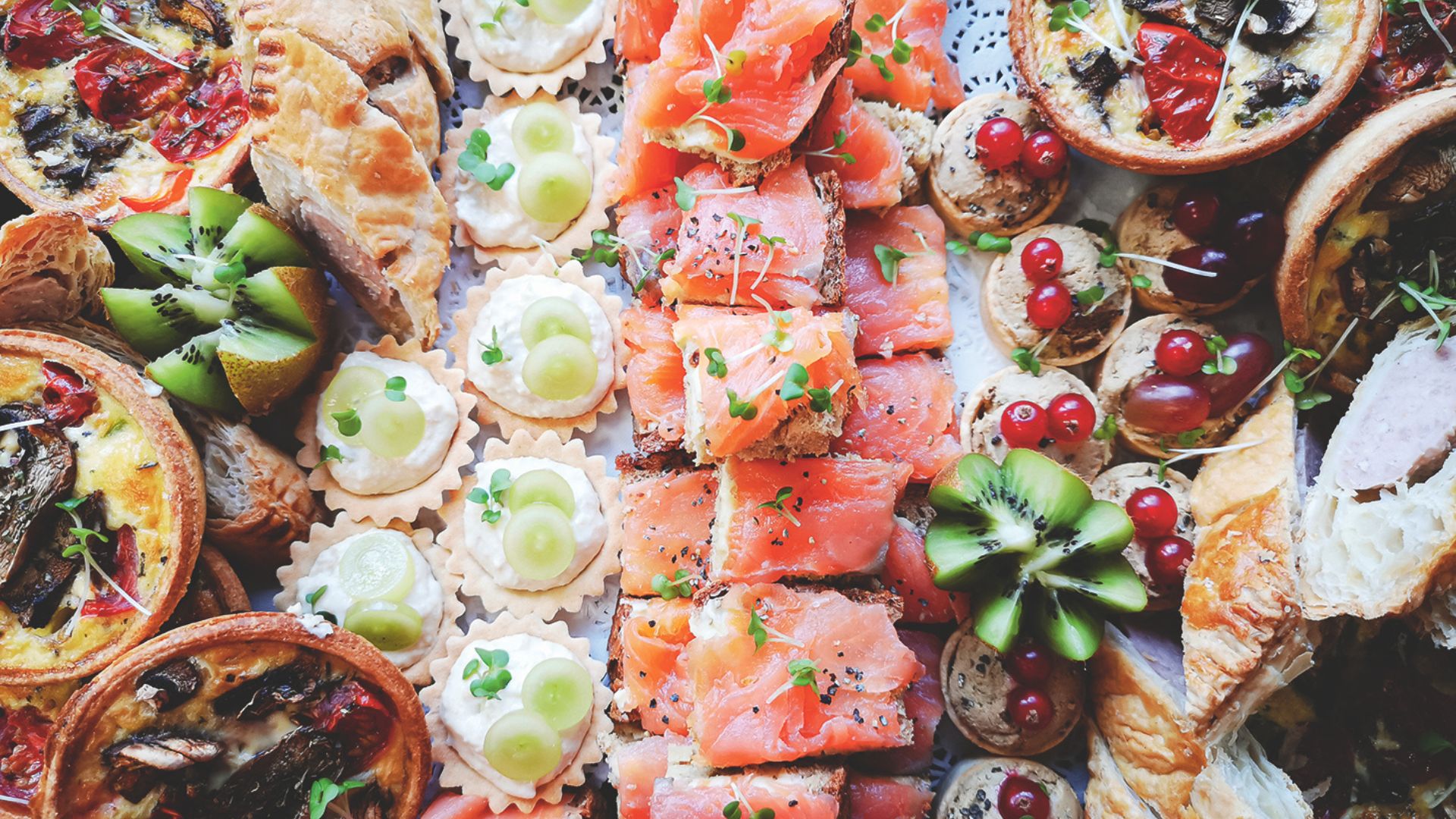 Platter of buffet food