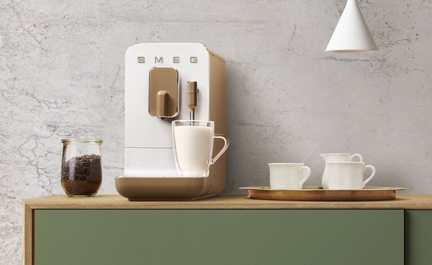 SMEG Fully Automatic Coffee Machine with Steamer | Taupe