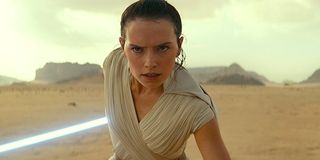 Daisy Ridley Rey looks intense with lightsaber Star Wars: The Rise of Skywalker