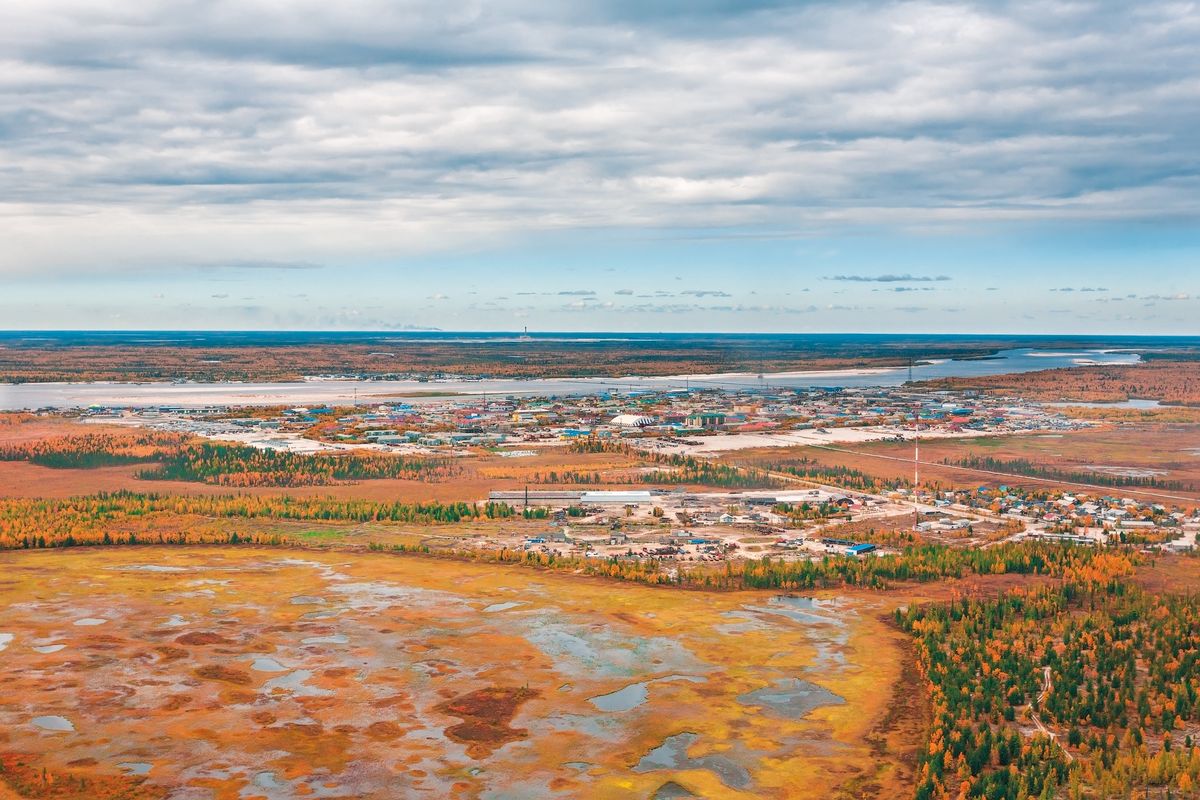 arctic permafrost in a settlement in jamal, russia