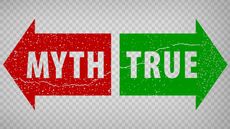 "Myth" written on a red arrow and "true" written on a green arrow.