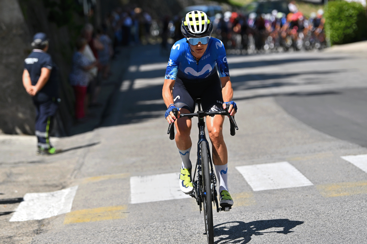 Claire Steels (Movistar) was one of the riders to attempt a solo move on stage 7