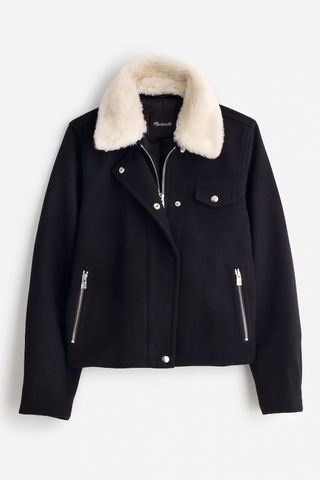 Madewell Sherpa-Collar Asymmetric Zip-Front Jacket (Was $268) 