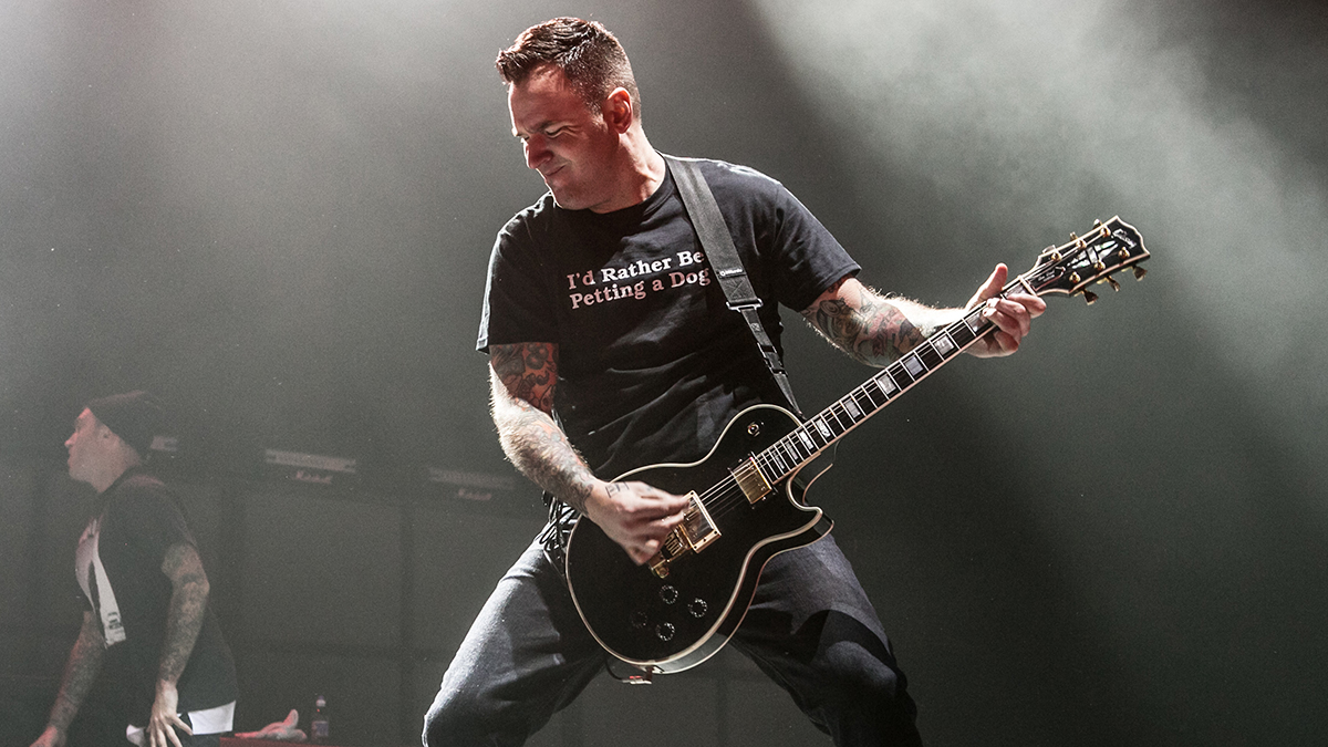 Chad Gilbert of New Found Glory performs at Motorpoint Arena on January 22, 2017 in Cardiff, United Kingdom
