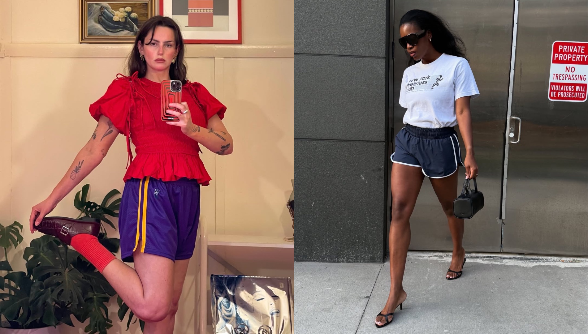 Influencers styling their sporty shorts