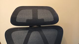 A close up of the headrest on the FlexiSpot C5 office chair