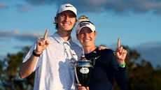 Sebastian and Nelly Korda after her win in the Annika Driven by Gainbridge At Pelican